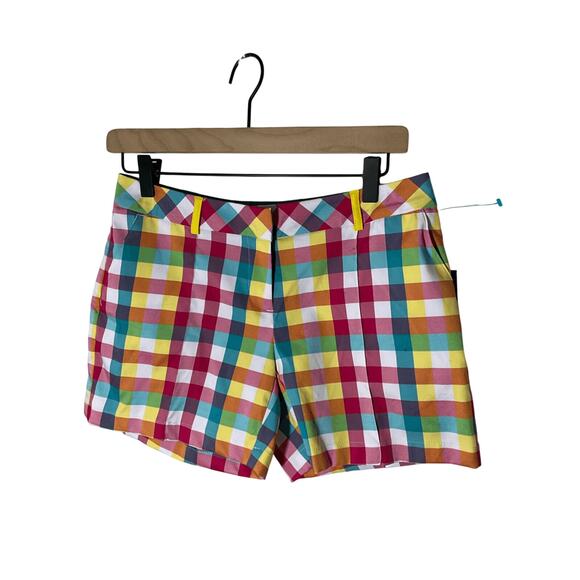 NWT Slazenger Sz 2 Chino Checkered Scooter Printed Checkered Golf Shorts Retro - Picture 1 of 5